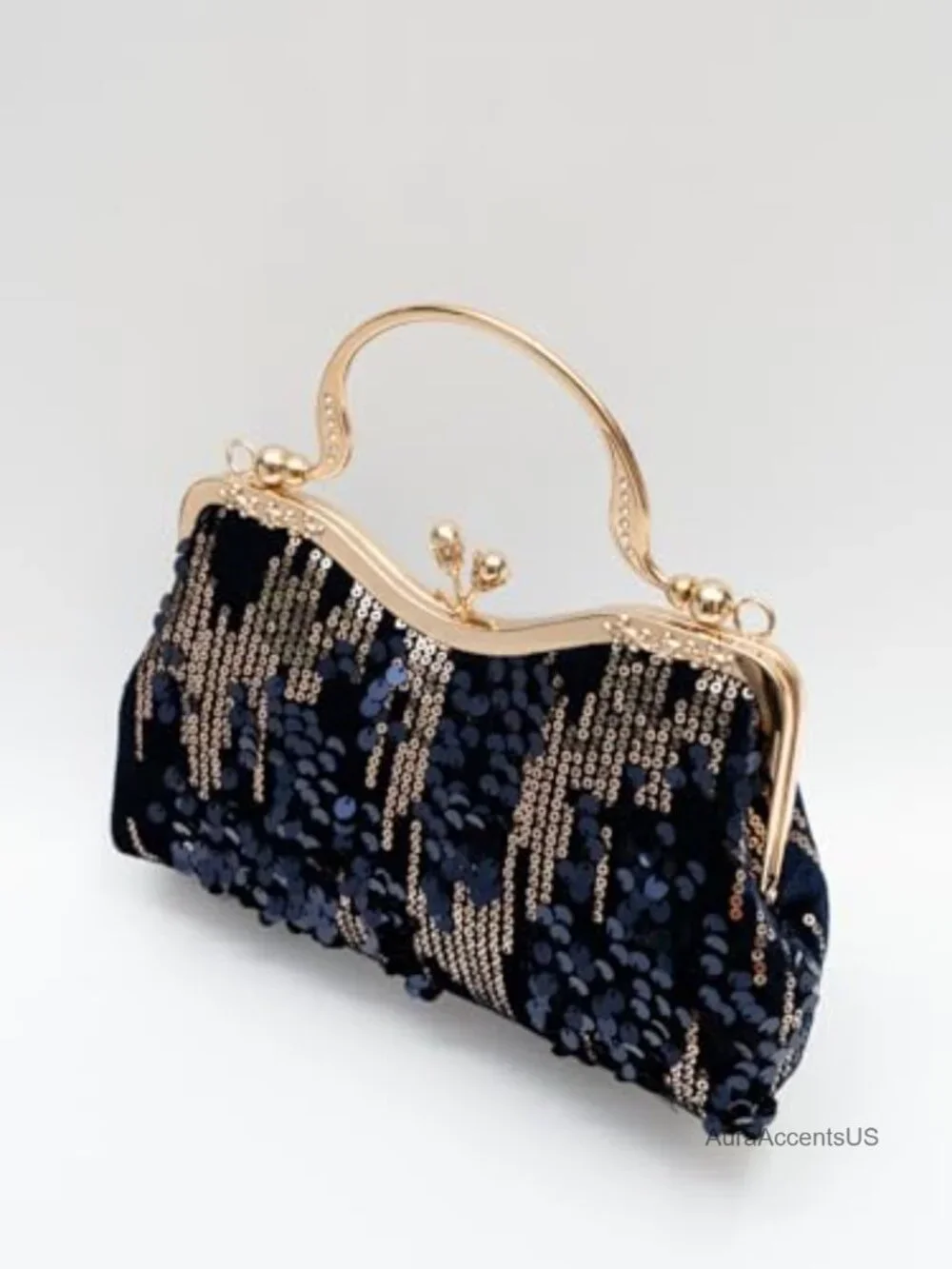 Velvet Sequin Evening Bag Clutch Purse Wedding Party Women's Vintage
